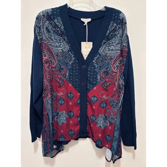 DG2 by Diane Gilman SoftEase Combo Printed Scarf Front Cardigan 2X NWT - Picture 3 of 6